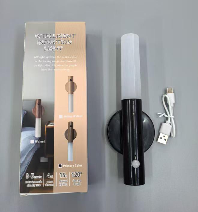 Wood Grain Night Light: Auto-Sensing Magnetic Wall Lamp for Bedroom & Corridor Use