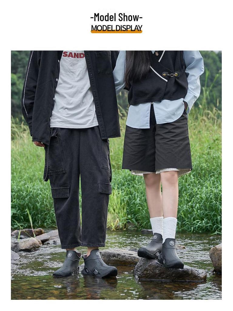 Botas de lluvia versátiles de caña corta: Unisex, a la moda, antideslizante, calzado para todas las estaciones