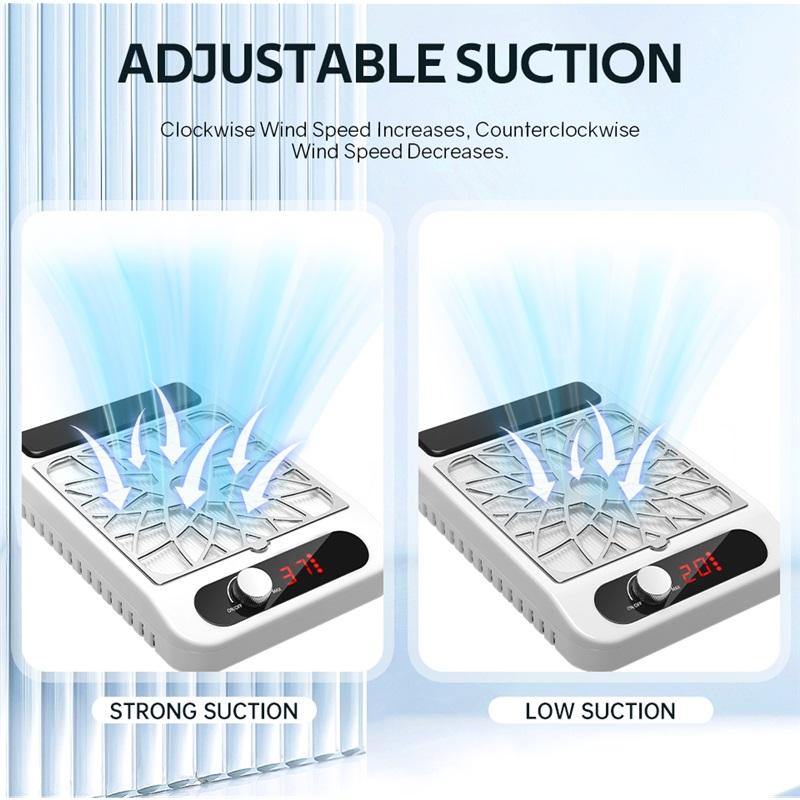 Powerful Nail Dust Vacuum Collector Professional Nail Dust Extractor With Reusable Filter Manicure Equipment Adjustable Speed