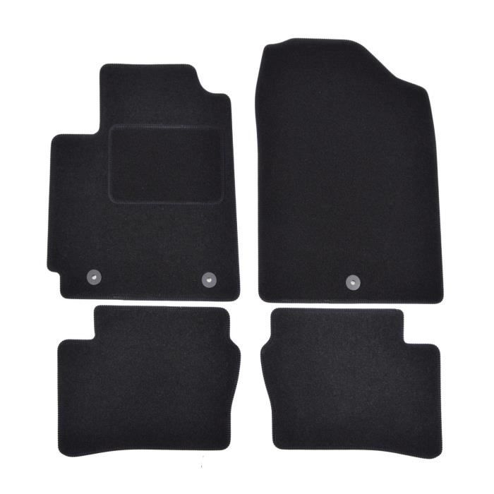 Tapis de sol - Kia - Picanto - Velours noir - Ajustement précis - Renforcé sous les pédales