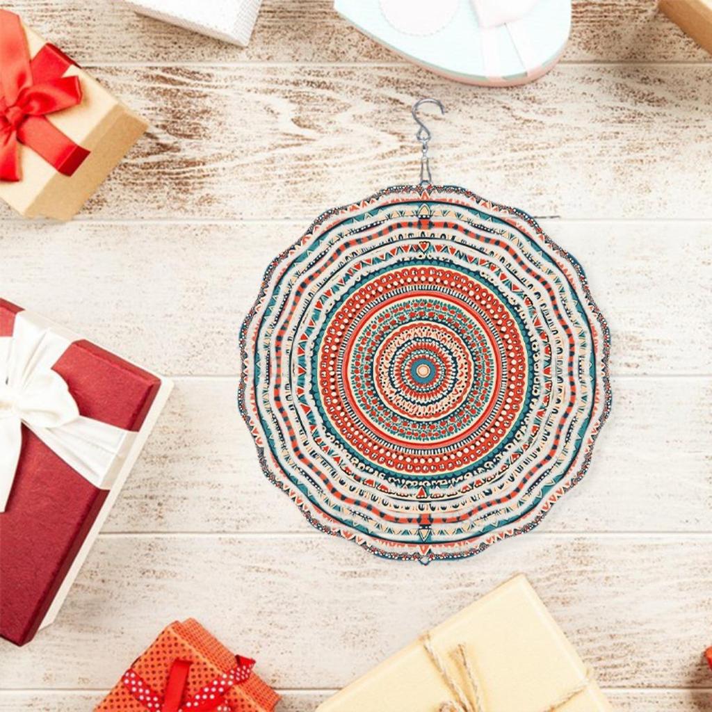 Open - A Piece of Indian Mandala Design Pattern for Outdoor Courtyard And Garden Decoration, Wind-Powered Outdoor Hanging Windmill