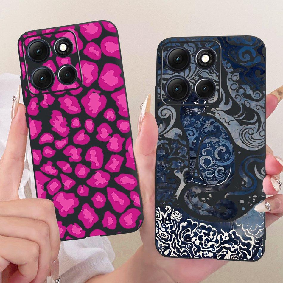 Für Motorola Moto G86 Power Niedliche Blume Schmetterling Katze Bemalte Hülle Für Moto G86 G86Power Schwarzes Silikon Weiche Handyhüllen