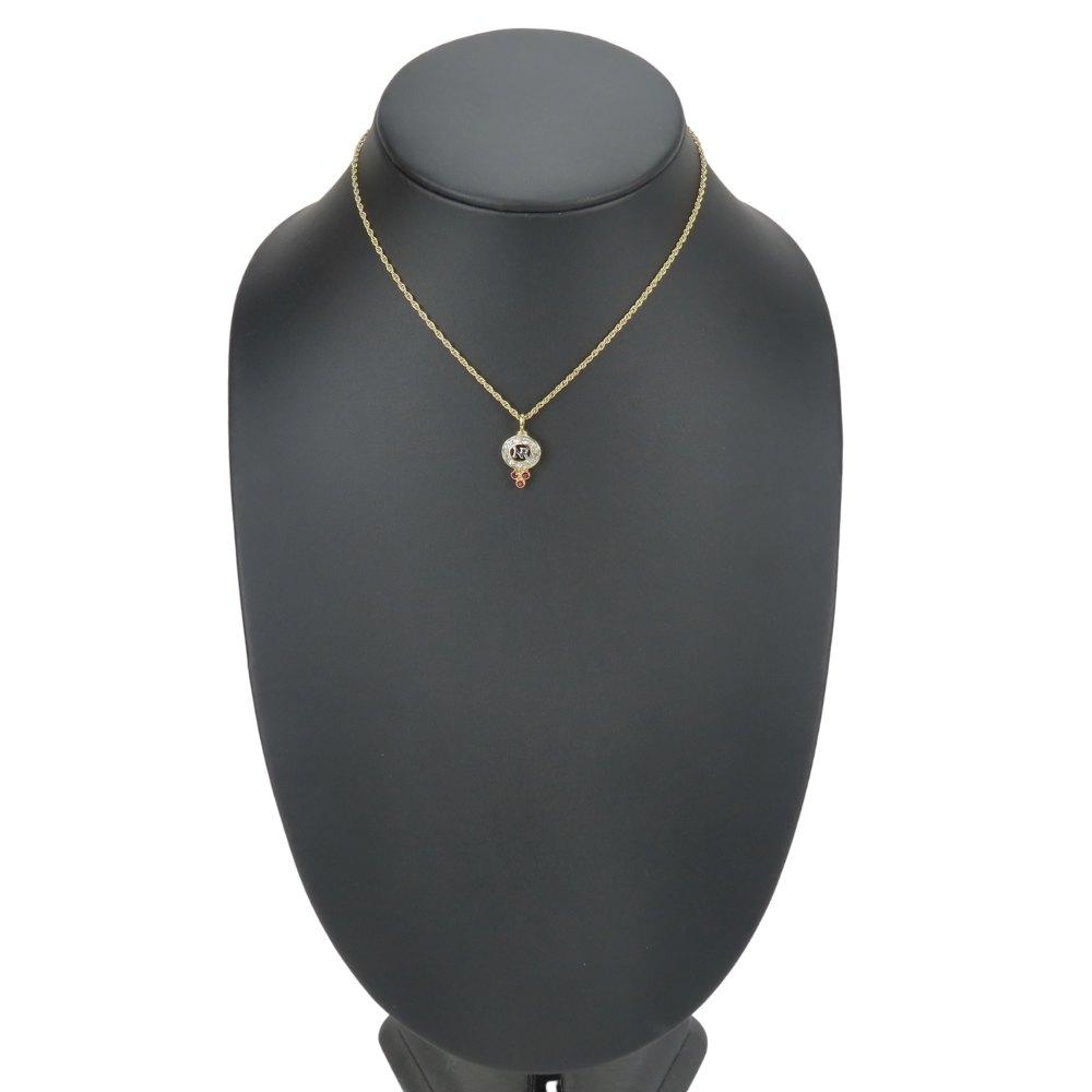 Used NINA RICCI Necklace metal/Rhinestone gold Red Sparkling