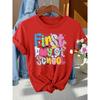 Back-to-School Season Fashionable and elegant with a variety of colors First Day of School Patterned Print Round Neck Short Sleeve T Women's