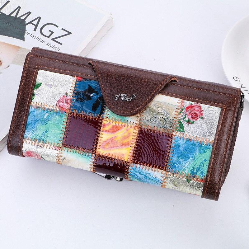 Damen Geldbörsen aus echtem Leder Spleißen Luxus Damen Münzfach Handy Geldbörsen Damen Clutch Kartenhalter Cion Geldbörsen CLE
