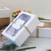12Pcs Large Kraft Paper Box Cookie Candy Cake Gift Box Transparent Window Birthday Christmas Gift Packaging Bag Party Supplies