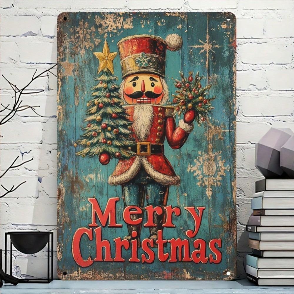 Vintage Metal Nutcracker Wall Art Sign WeatherResistant Christmas Decor for Indoor Outdoor Use Perfect Holiday Gift