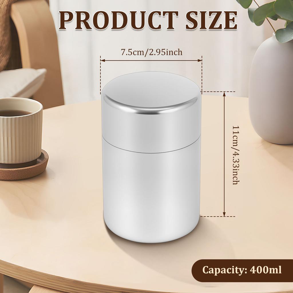 Stainless Steel Tea Canister Double Seal Coffee Bean Storage Container with Lid Portable Sugar Can for Loose Tea Seasoning