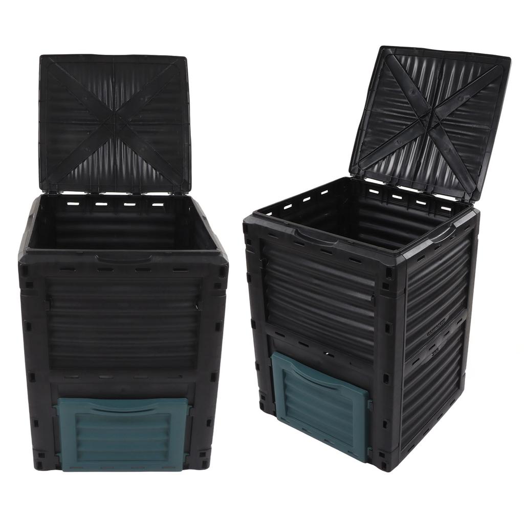 Compost Bin Composter 300L Capacity Hinged Upper Cover with Vent for Kitchen Garden