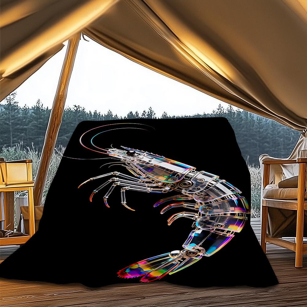 

1pc Mechanical Shrimp Outdoor Blanket - Lightweight Flannel Throw For Travel, Camping, Livingroom, Couch, Chair yy251114211 75x90cm