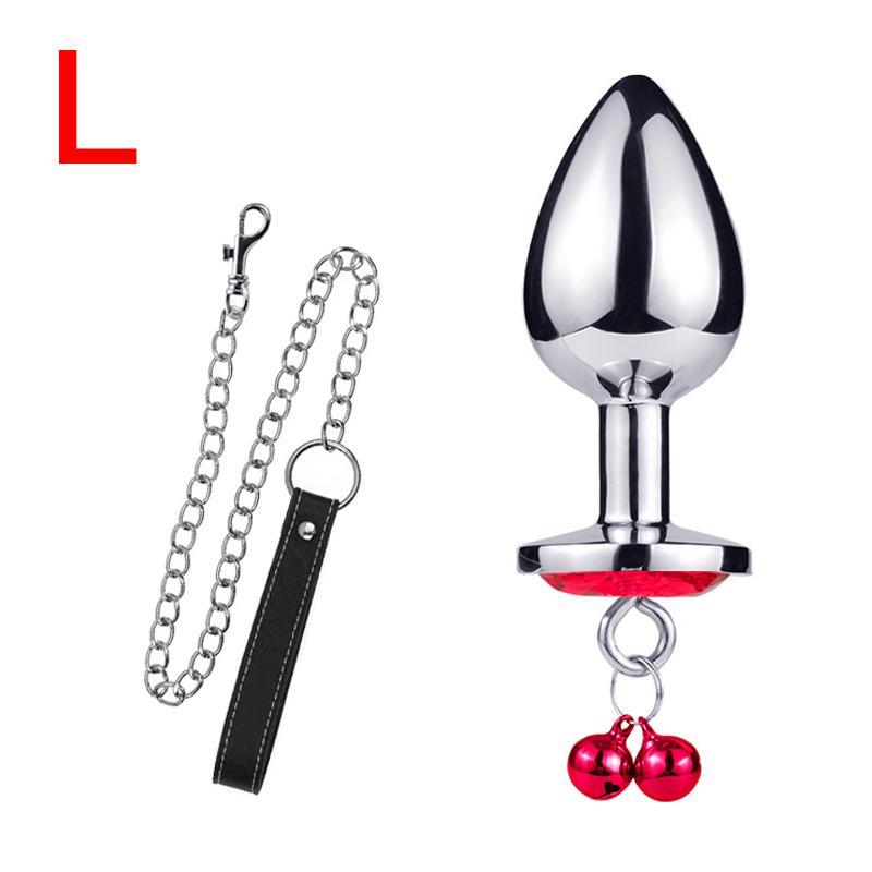 Analplug Sexspielzeug Edelstahl Glattstahl Buttplug mit Glöckchen rundem Kristallanhänger