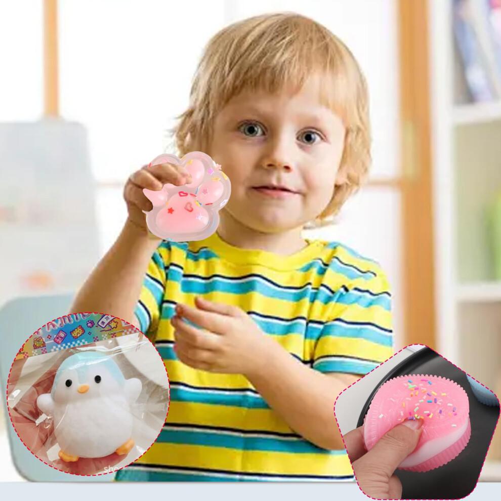 Taba Squishy Spielzeug Set, 7 Stück Fufu Quetschspielzeug Squishes Set, Fufu Regenbogen Squishy Katzenpfote, Süßer Pinguin, Mochi Squishy Kekse Quetschspielzeug Set für