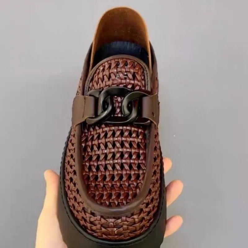 Black Brown Casual Business Loafers Man Platform Shoes Sandals Women Shoe Man Slip on Mules Half Shoes Man