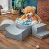 KiddyMoon 90x30cm/300 balls baby foam ball pit certified made in eu, light grey:pearl/light pink/silver