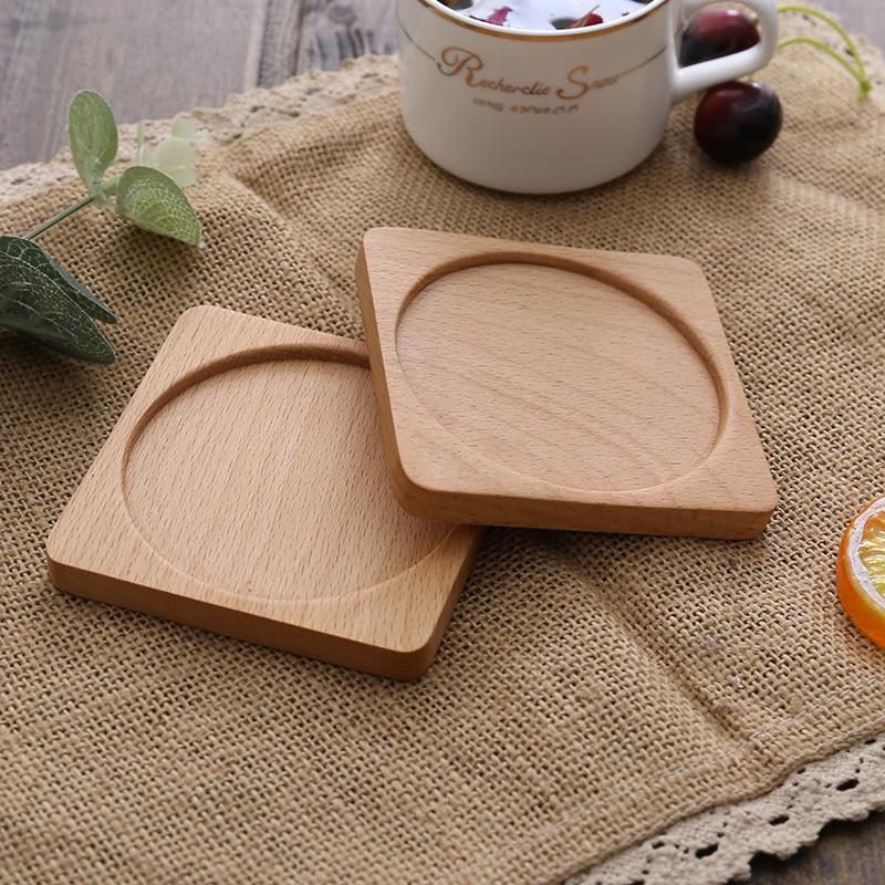 Japanese Tea Ceremony Wooden Coasters - Beech & Walnut Insulation Mats