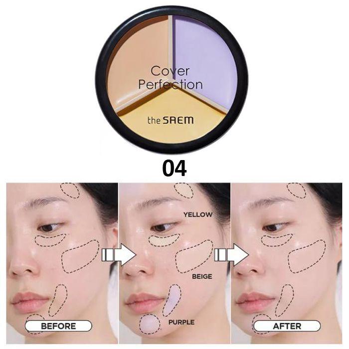 The Saem Cover Perfection Triple Pot Concealer #04 Tone Up Beige