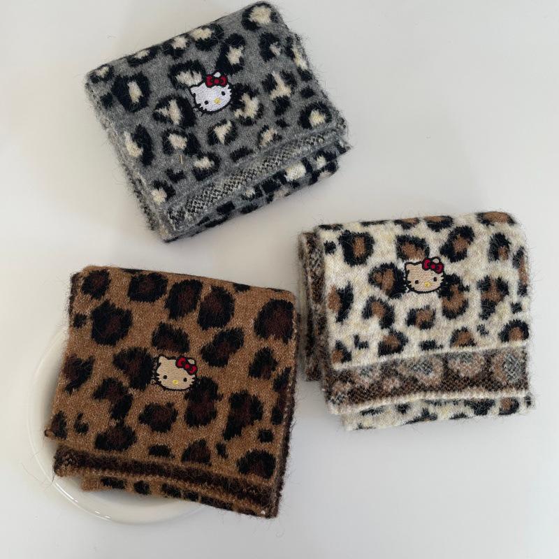 Koreanischer Süßer Leopardendruck Plüschschal für Kinder - Warmer Herbst/Winter Nackenschutz