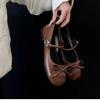 Silver Shallow Mouth Wind Flat Single Shoes Female Summer Round Head Mary Jane Shoes Fashionable and Comfortable