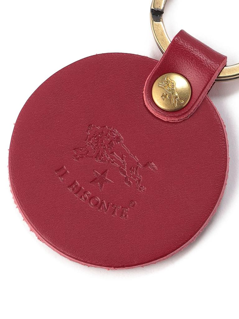 Keychain Key Ring Leather Genuine Leather Cowhide Unisex Red [IL BISONTE] Women's Men's