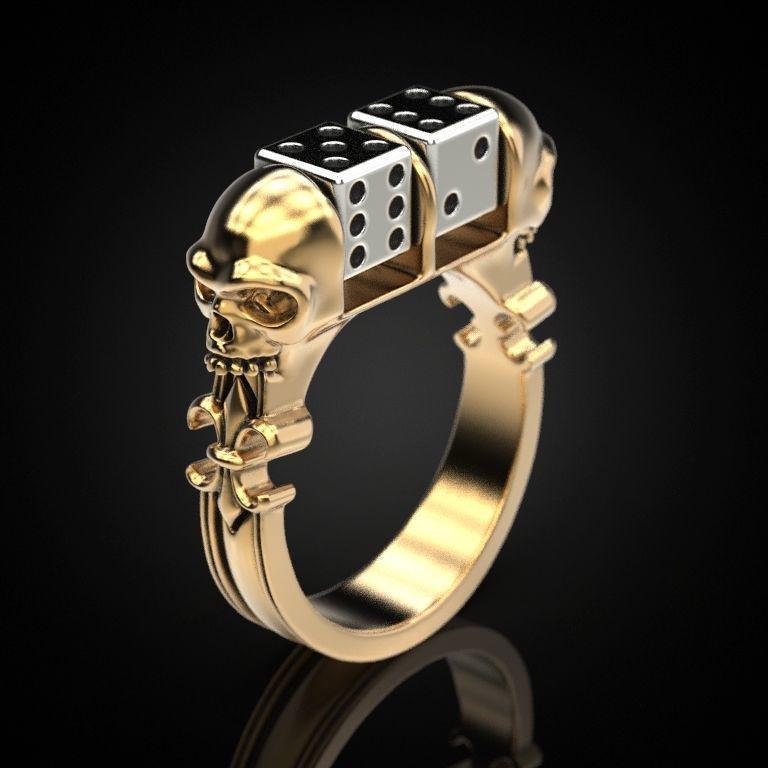 Zhenrong Rotating Skull Two-Tone Punk Ring