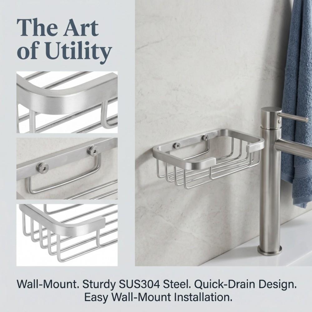 Silver Soap Rack Stainless Steel Soap Organizer Box Modern Soap Dish Bathroom Kitchen Washroom
