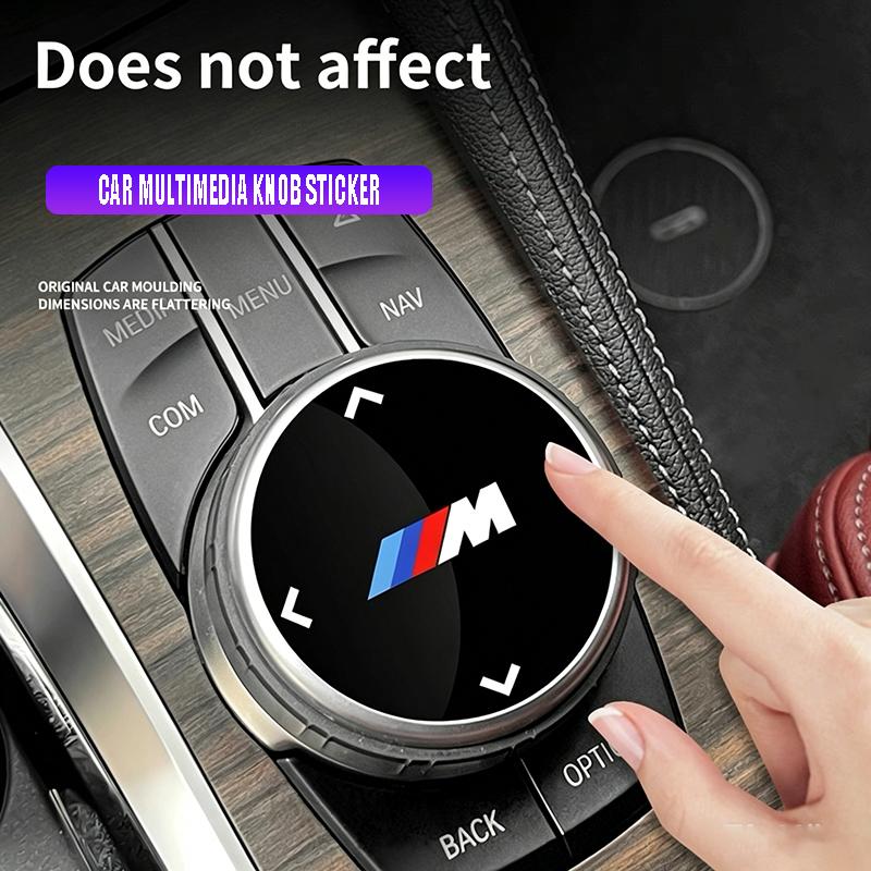 XGDY8 Car M logo Multimedia Button Cover Trim Knob Stickers For BMW M Power X1 X2 X3 X5 X4 X6 X7 G30 G20 G32 G11 G12 F40 F30 F20 F10