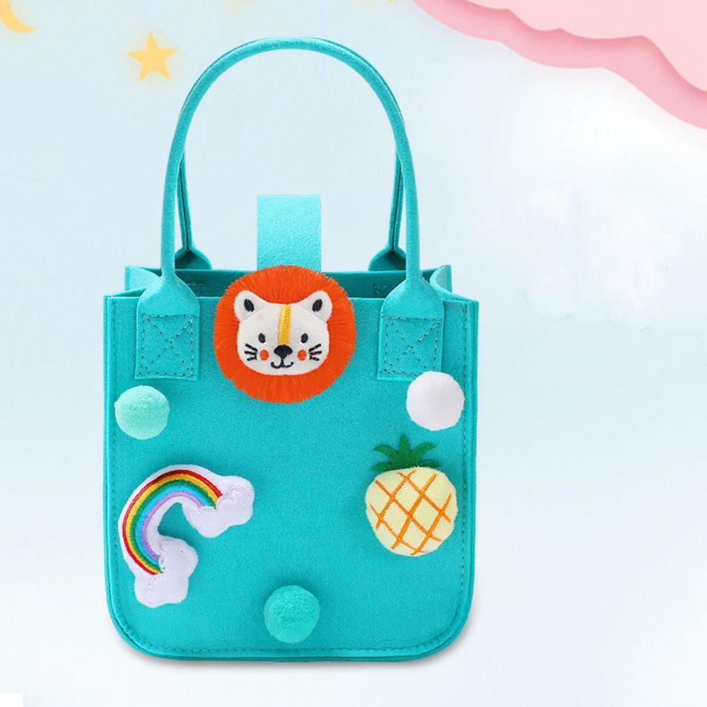 Lovely Multi-purpose Fur Ball Cartoon Doll Felt Tote Bag Candy Bag Storage Basket Women Handbag