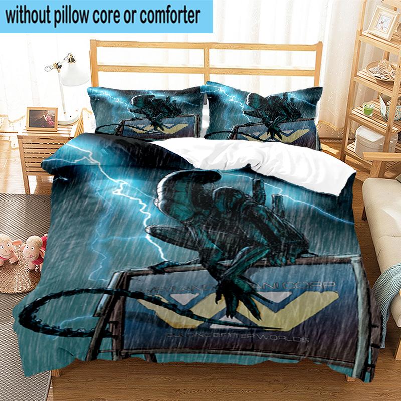 3PCS Alien Horror Artwork 3pcs Bedding,Including 3PCS Duvet Cover And 2pcs Pillowcases Perfect for Christmas,Ideal for Bedroom, Dormitory