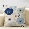 Morandi Ink Wash Painting Large Flowers Cushion Cover Durable Hypoallergenic Organic Linen Short Pillow Cover Washable