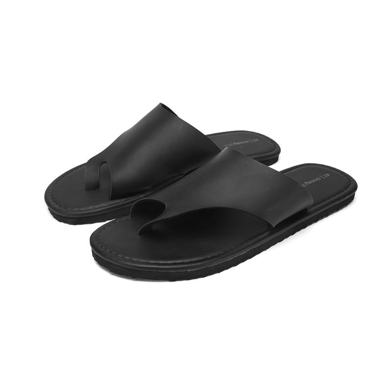 Mens Slip On Flat Sandals Microfiber Leather Beach Sandal  Casual Shoes Breathable Sandles Sandalen Heren Comfort Soft 39 чёрный