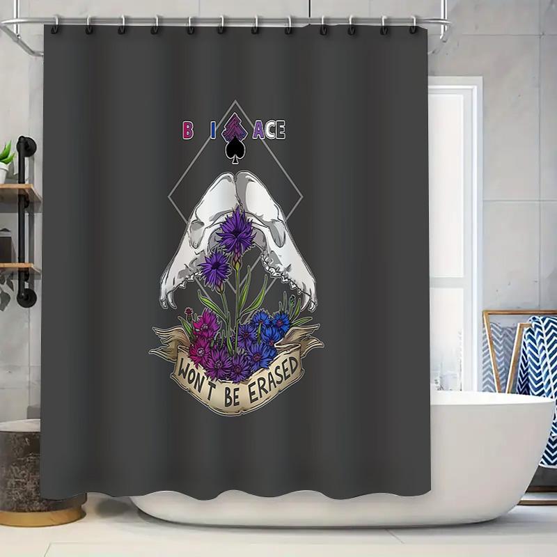 Готическая цветочная черепная занавеска для душа Винтажный темный декор Хэллоуин Ванная комната Набор Жуткий домашний акцент 90x180cm