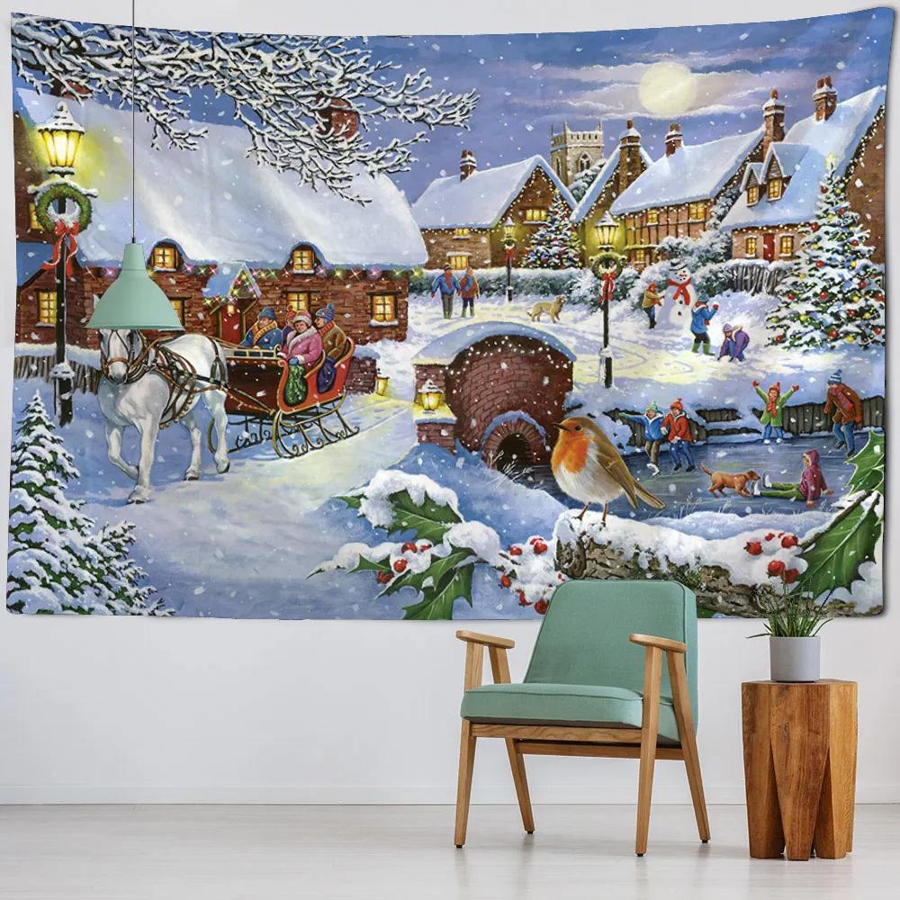 Winter Morning Christmas Reindeer Wall Hanging Tapestry Christmas Wall Hanging Tree Wall Hanging Gorgeous Christmas Tree Fireplace Gifts