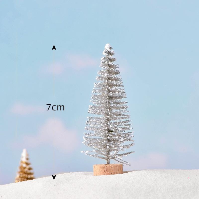 Mini Christmas Tree Ornament With Snow Frosted Design Cute Figurines For Tabletop Holiday Party Decor