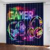 Gamer Blackout Curtains 2pcs Vibrant Gamer-Themed Blackout Curtains | Polyester, Semi-Transparent, Machine Washable - Modern
