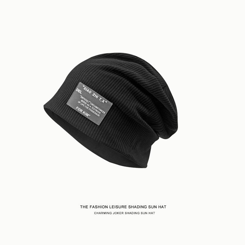 Autumn and winter thin plaid stack hat women's fashion versatile sports headscarf sweating solid color breathable cold hat men