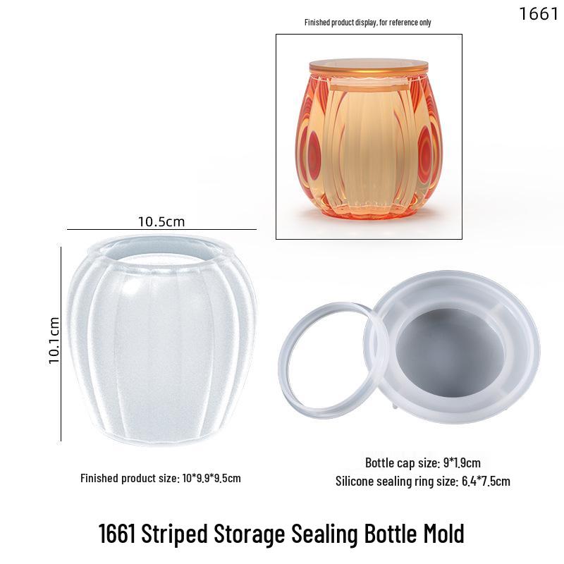 Poppy DIY Epoxy Striped Cylindrical Storage Bottle Silicone Mold