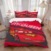 3-teiliges Bettwäsche-Set mit Lightning McQueen Aufdruck, Atmungsaktiv und Weich, Maschinenwaschbar, Weihnachtsgeschenk, Geeignet für Schlafzimmerdekoration, 064