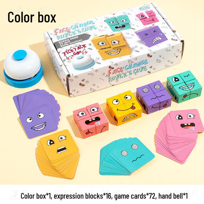 3D Face-Changing Rubik's Cube Building Blocks - Double Challenge Puzzle for Kids and Adults