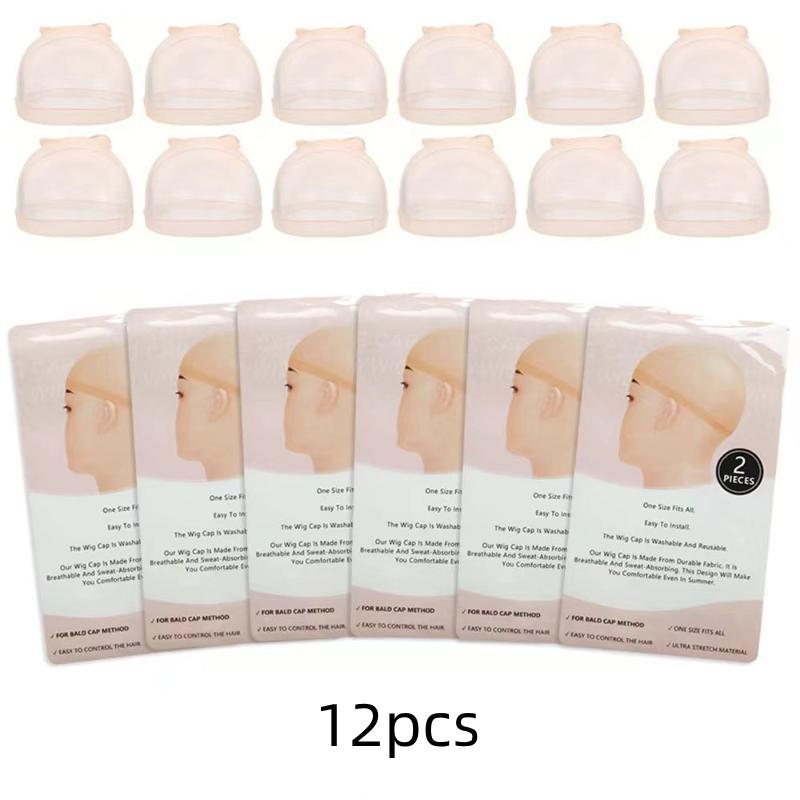 6/12Pcs Thin Hd Sheer Wig Caps For Women Invisible Stocking Bald Cap Lace Front Wig Accessories