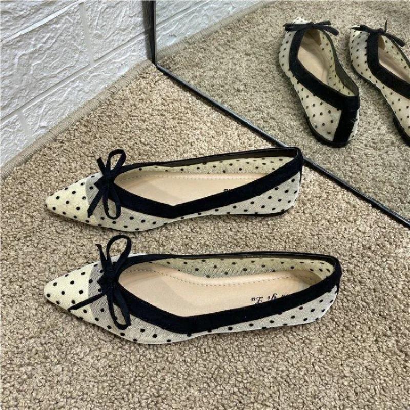 Pointed Toe with Bow Women's Shoes Office Low Heel Elegant Loafers Ladies Footwear Black On Promotion High Quality Shoe Young E