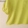 ZANZEA Women Casual V-Neck Summer Short Sleeve Blouse