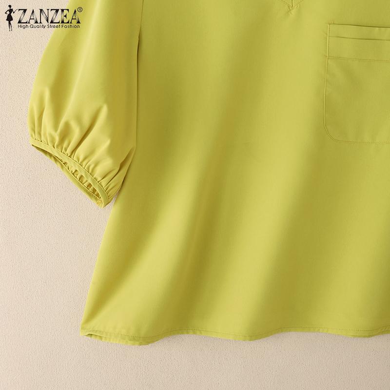 ZANZEA Women Casual V-Neck Summer Short Sleeve Blouse