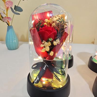 1 set Eternal Rose Light Floare de săpun în capac acrilic Led Cadou de Ziua Îndrăgostiților pentru prietena Ziua Mamei Nunta Cadou domnișoară de onoare