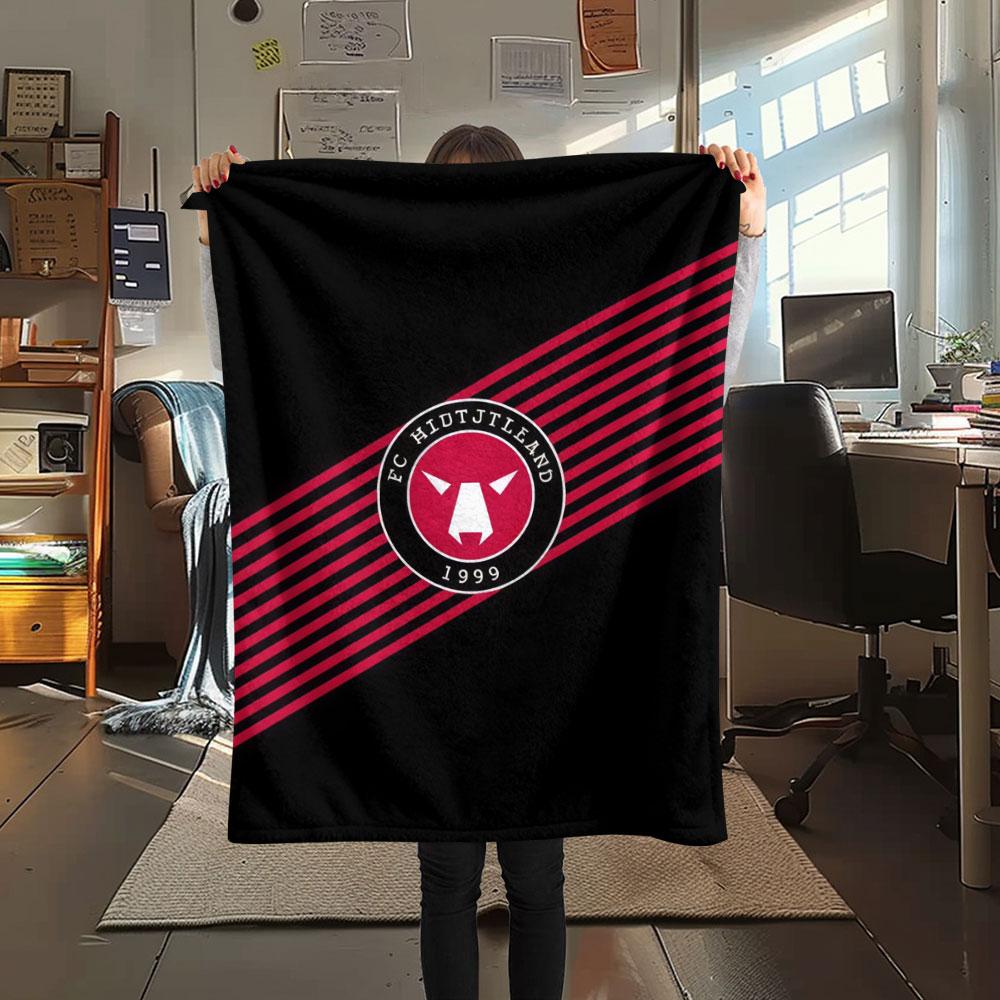 FC Midtjylland Logo FlAannel Blanket, High Quality Comfortable for All Seasons, Home Decor, Warmth and Comfort