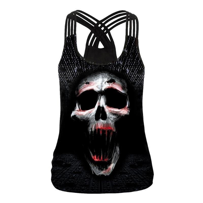 Halloween new, hot-selling skull print casual slim-fit sling vest