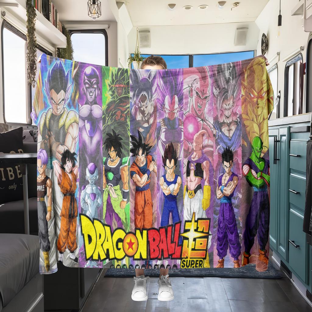 1 ks flanelová deka s potiskem DRAGON BALL, Vysoká kvalita, Pro všechna roční období, Domácí dekorace, Teplo a pohodlí, Perfektní jako vánoční dárky