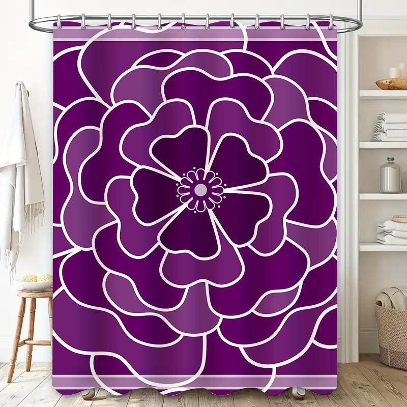 Vintage Purple Peony Shower Curtain Waterproof Fabric Home Decor Bathroom Decorations Wall Hanging For Bathtub