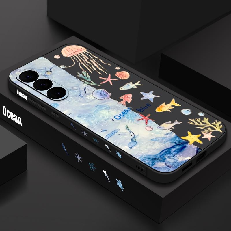 Shark Ocean Fish Print Case For Samsung Galaxy S26 S25 Ultra S24 S23 S22 Plus S21 FE A15 A16 A17 A35 A36 A54 A55 A56 5G Soft Cover