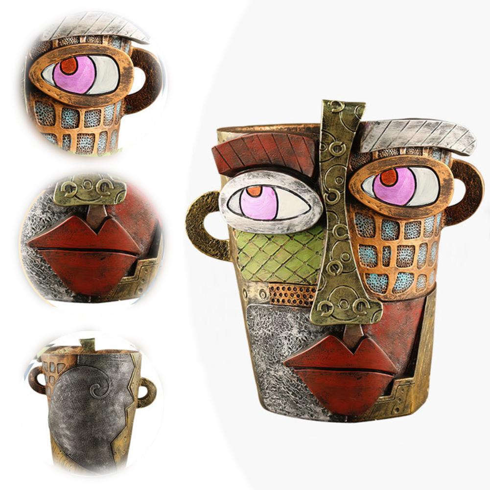 Face Flower Pot Head Planter Resin Abstract Beauty Face Potted Plant Container Green Plant Potted Flower Basket for Garden Decor