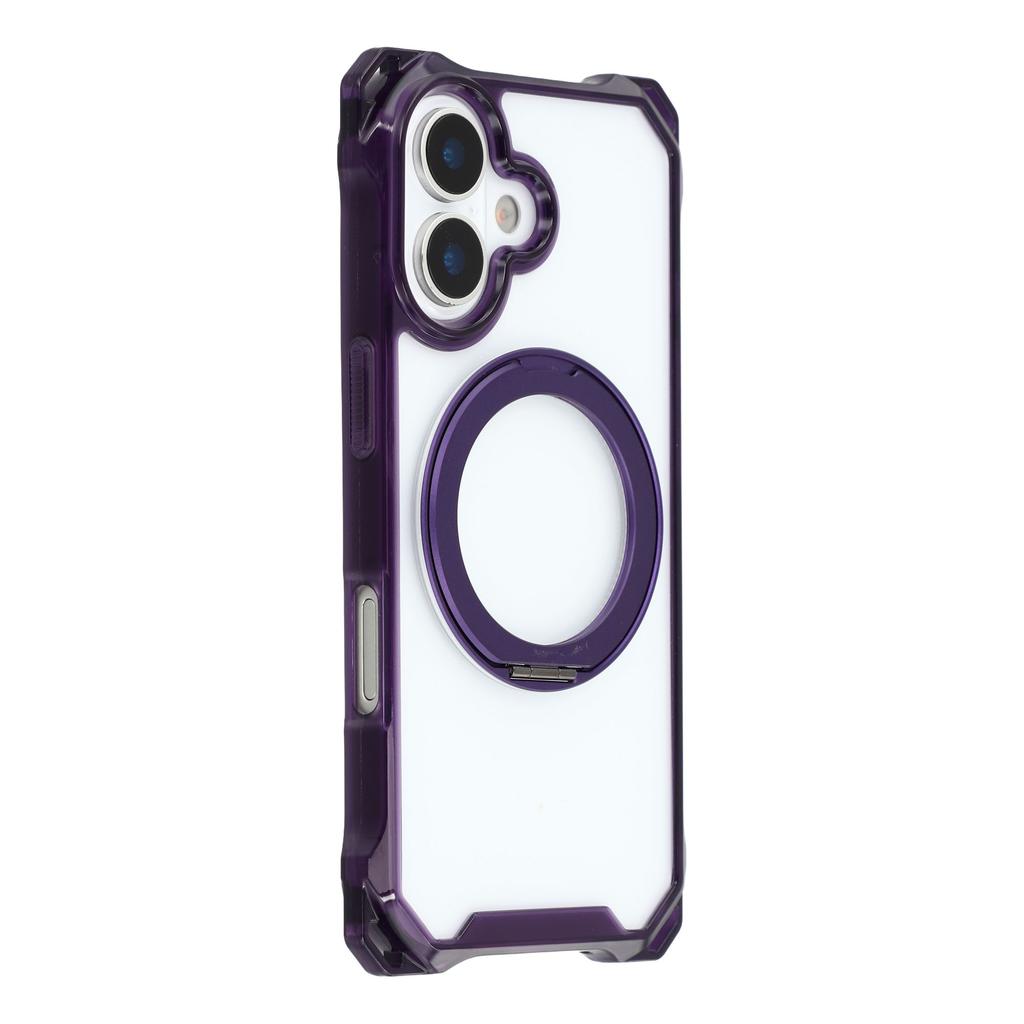 For iPhone 17 Magnetic Case Ring Kickstand TPU + PC Phone Cover with Lanyard